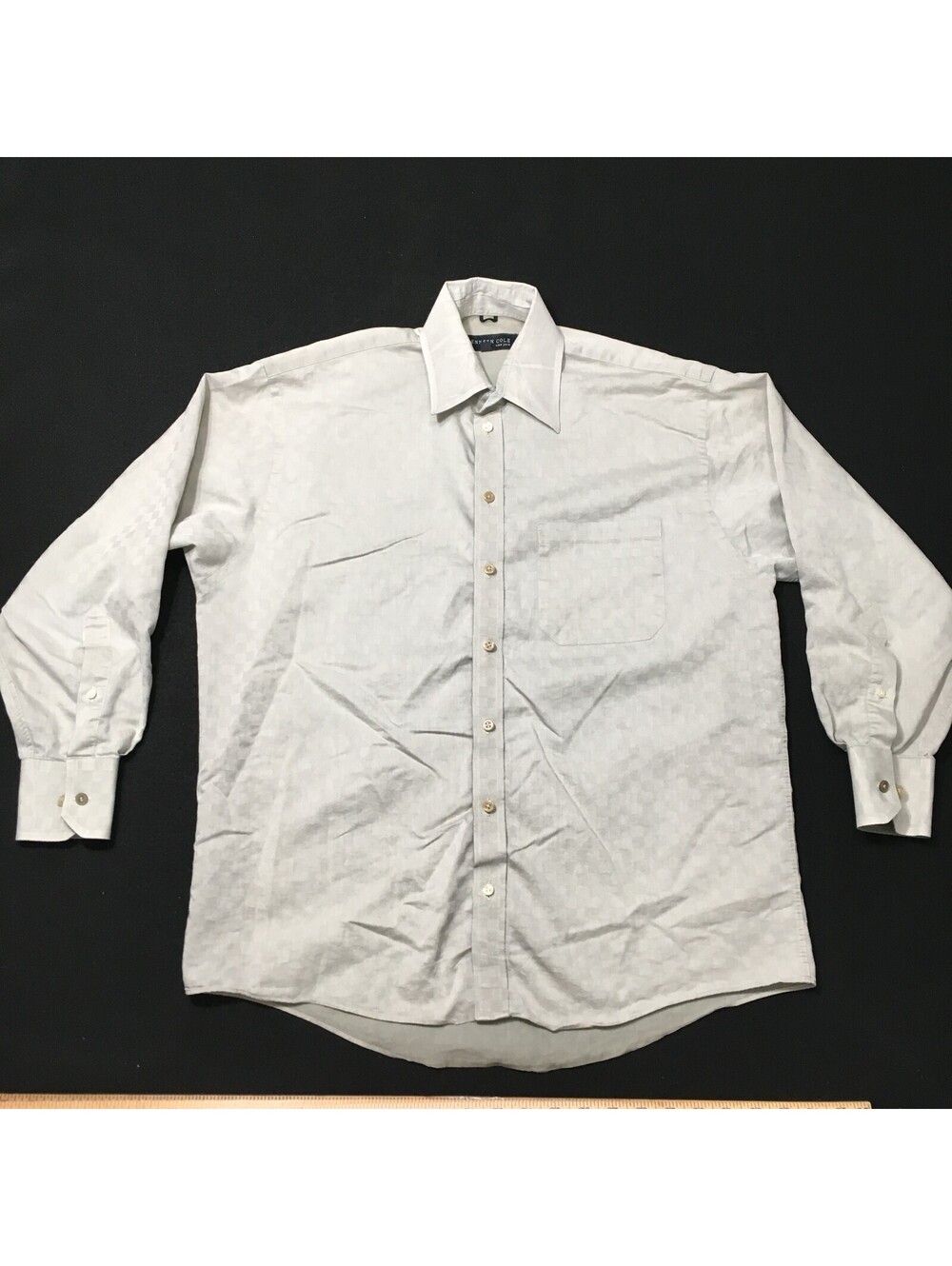 Kenneth Cole beige geometric Solid  Dress Shirt 15.5 32-33